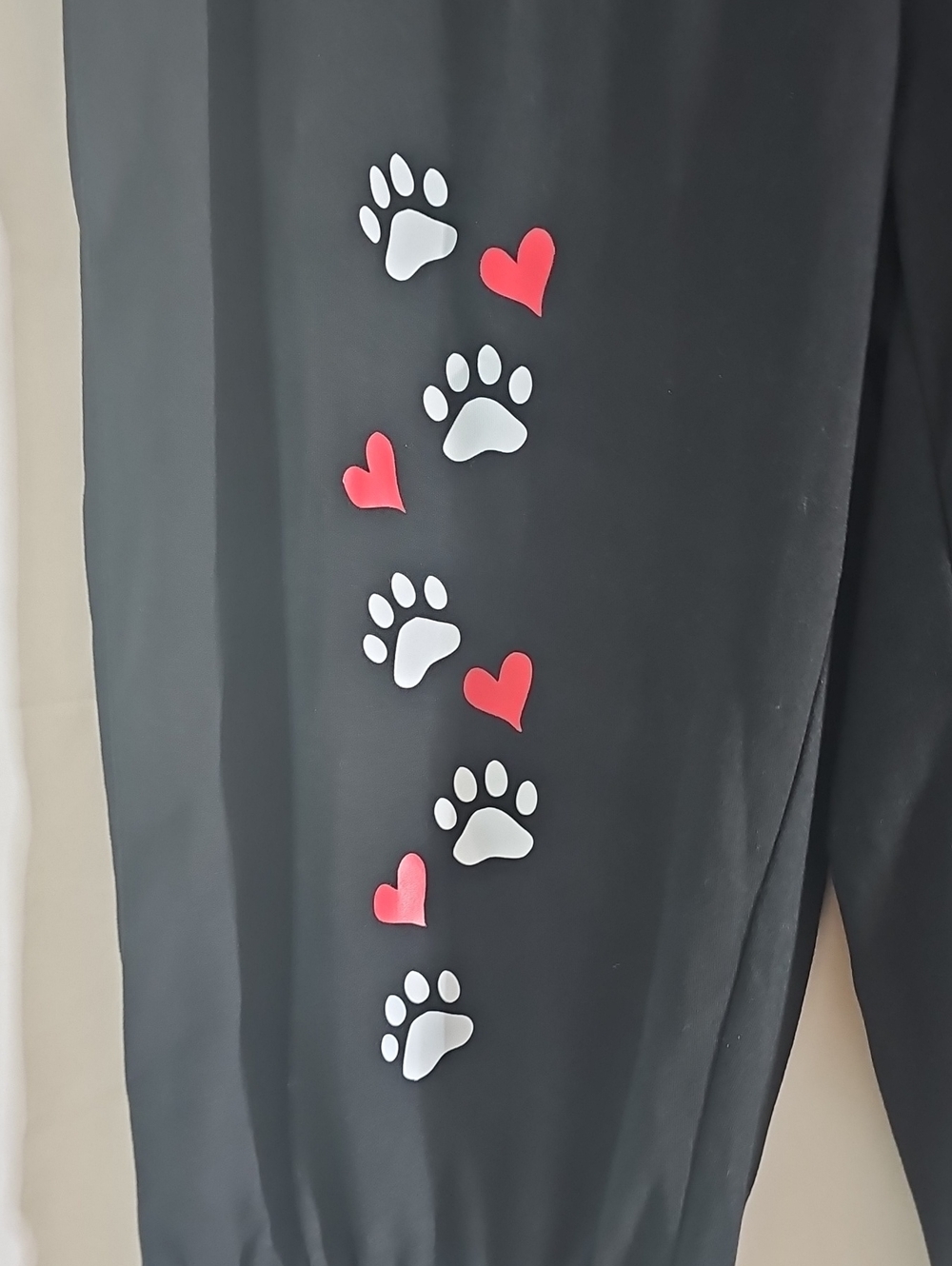 Black Capri Lounge Pants with Paw & Heart Print - Picture 2 of 5